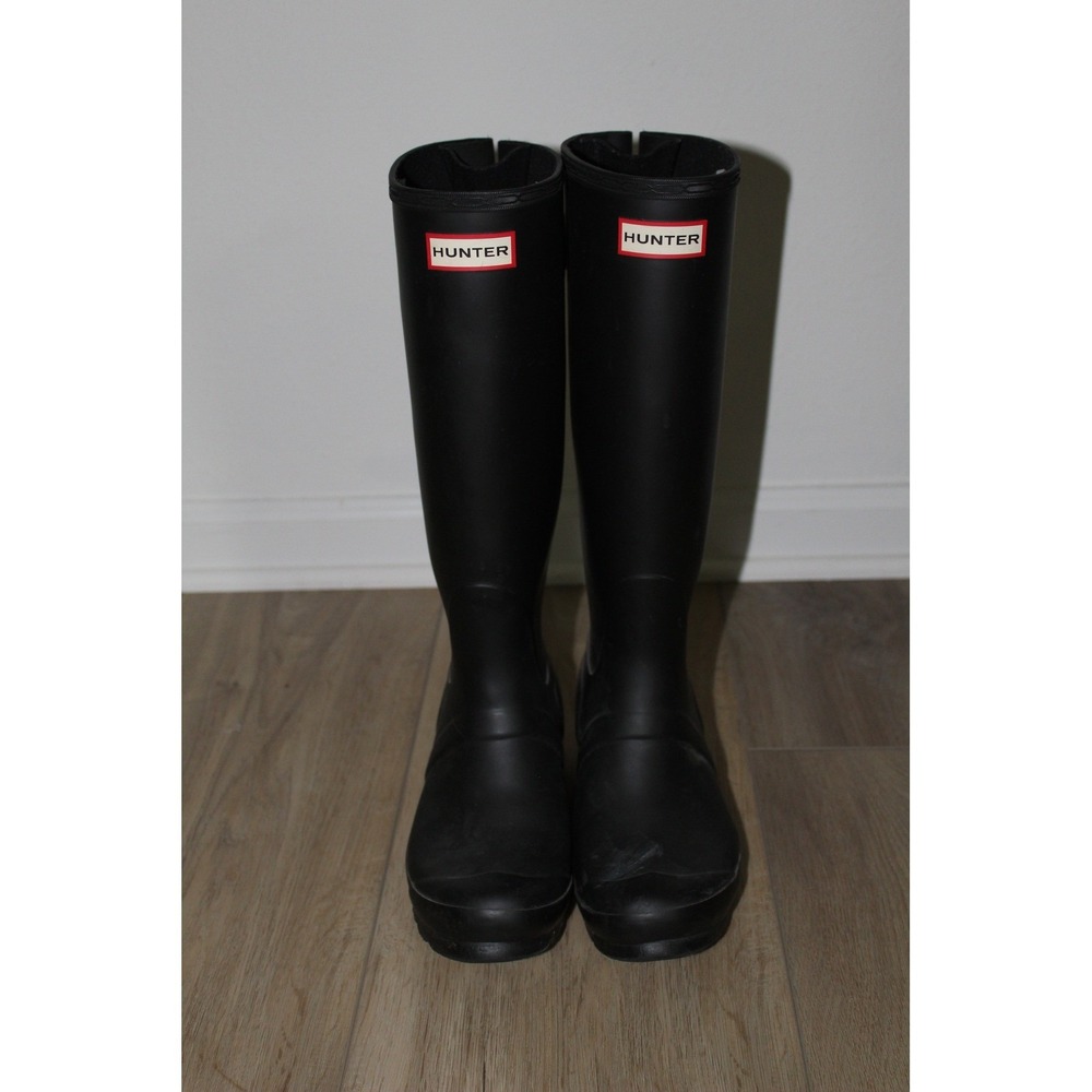Hunter Wellington Original Back Adjustable Tall Rain Boots Black Women's 7